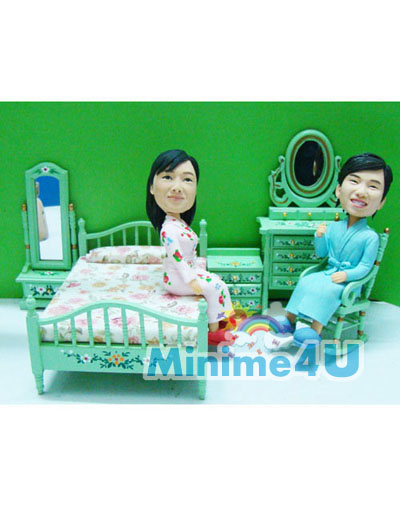 Nice couple in green furniturre bedroom