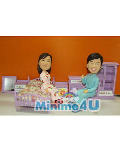 Lovely couple with purple furniture