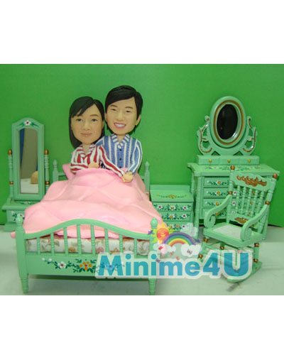 nice couple on the bed with furniture
