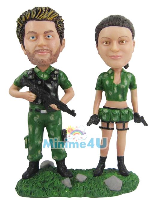 soldier couple cake topper