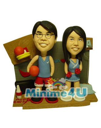 Basketball funs couple mini me doll