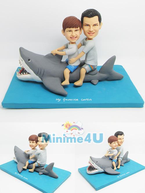 white shark attack theme figurine