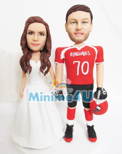rugby player wedding cake topper