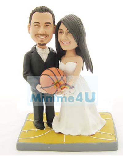 Wedding cake topper for basket ball player