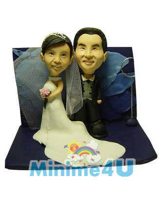 Wedding couple with dark blue background